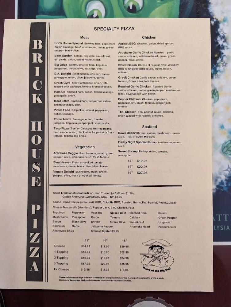 Brick House Pizza Menu image 2